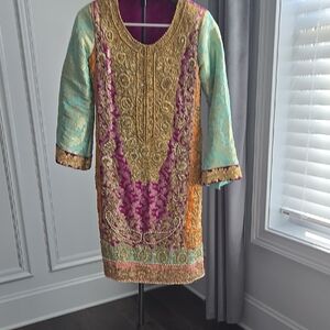 Colorful Embroidered Pakistani Style Dress
